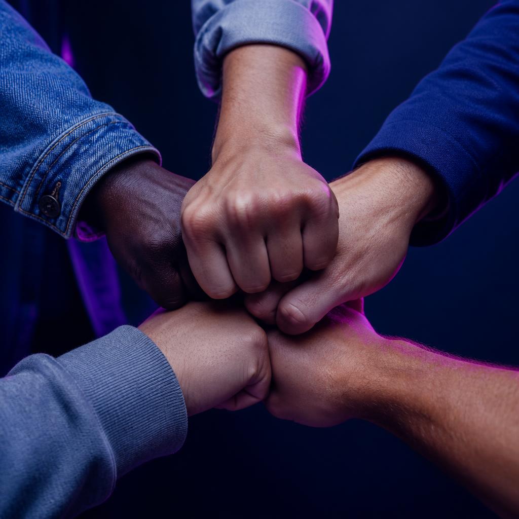 Dois profissionais em traje social cumprimentando-se em ambiente corporativo